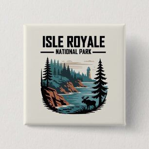 Isle Royale National Park Schilderachtig wildernis Vierkante Button 5,1 Cm