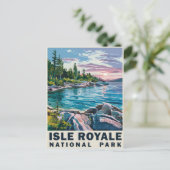 Isle Royale National Park Waterverf  Kunst Feestdagenkaart (Staand voorkant)