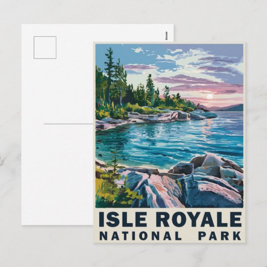 Isle Royale National Park Waterverf  Kunst Feestdagenkaart (Voorkant / Achterkant)