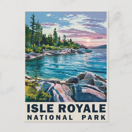 Isle Royale National Park Waterverf  Kunst Feestdagenkaart (Voorkant)