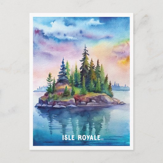 Isle Royale National Park Waterverf Schilderij Briefkaart (Voorkant)