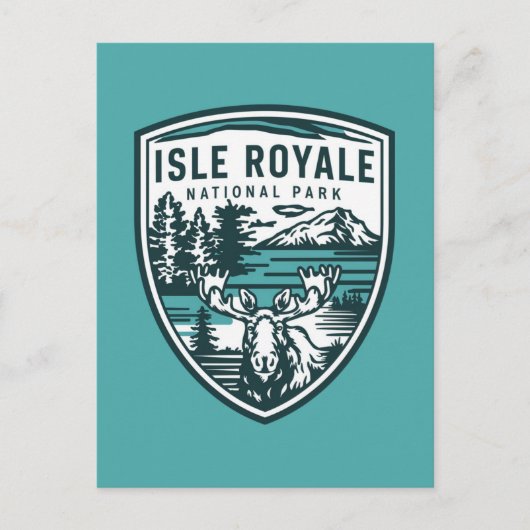 Isle Royale National Park Wildlife Embleem Feestdagenkaart (Voorkant)