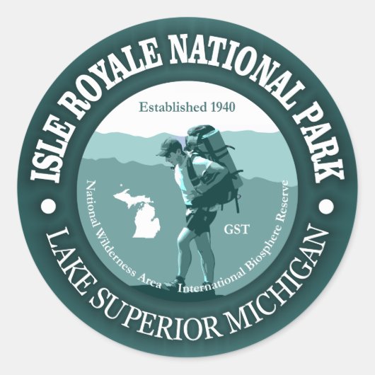 Isle Royale NP Ronde Sticker (Voorkant)