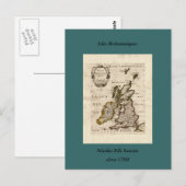 Isles Britanniques - 1700 Nicolas Fils Sanson Map Briefkaart (Voorkant / Achterkant)