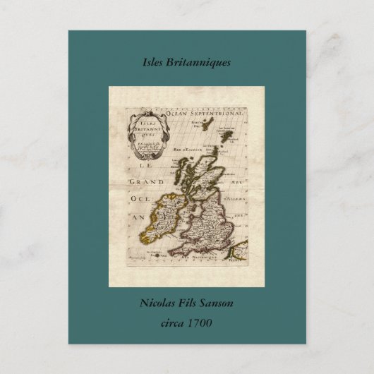 Isles Britanniques - 1700 Nicolas Fils Sanson Map Briefkaart (Voorkant)