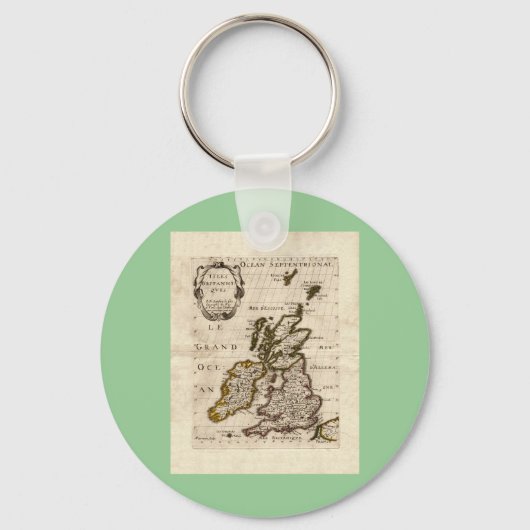 Isles Britanniques - 1700 Nicolas Fils Sanson Map Sleutelhanger (Voorkant)