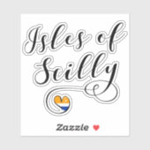 Isles of Scilly Flag in Heart Sticker (Vel)