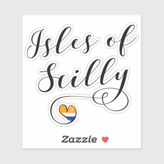 Isles of Scilly Flag in Heart Sticker (Vel)