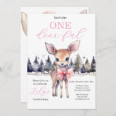 Isn’t She One Deer-ful First Birthday Invitation Kaart (Voorkant / Achterkant)