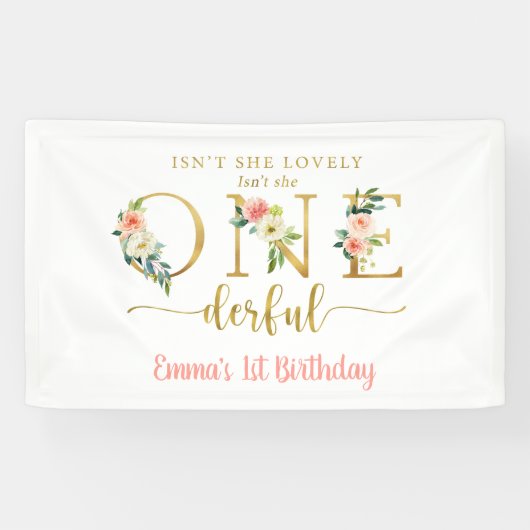 Isn't She Onederful Girl 1e Verjaardagsfeestje Spandoek (Horizontaal)