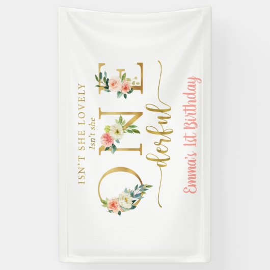 Isn't She Onederful Girl 1e Verjaardagsfeestje Spandoek (Verticaal)