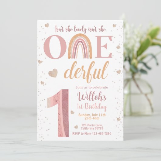 Isnt ze heerlijk instant ze oenoful 1st uitnodigin kaart (Staand voorkant)