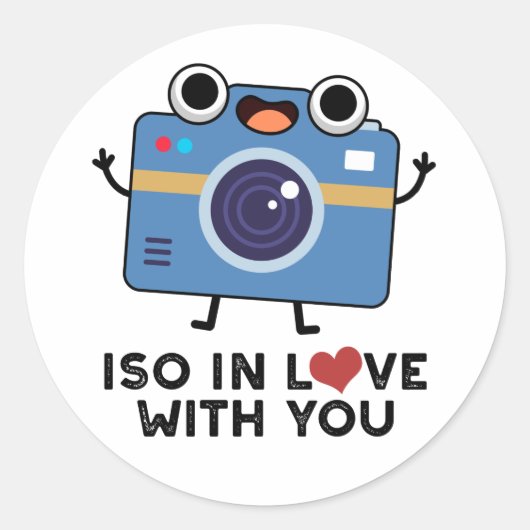 ISO in liefde met je grappige camerapunt Ronde Sticker (Voorkant)