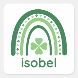 isobelnaam Clover Boho Rainbow Vierkante Sticker
