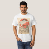 Isoda Koryusai - Crane, Waves en Rising Sun T-shirt (Voorkant volledig)