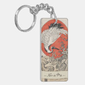 Isoda Koryusai Crane Waves en stijgende zon Sleutelhanger (Voorkant Links)