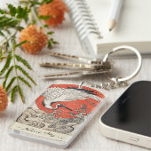 Isoda Koryusai Crane Waves en stijgende zon Sleutelhanger (Voorkant Rechts)