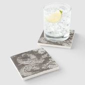 Isoda Koryusai Dragon Stenen Onderzetter (Zijkant)