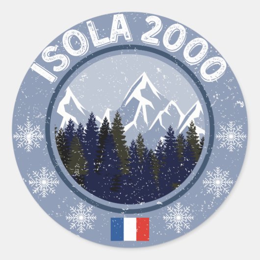Isola 2000 Ski Station Ronde Sticker (Voorkant)
