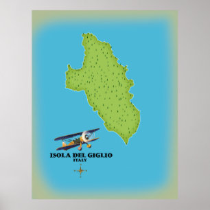 Isola del Giglio Italië kaart Poster