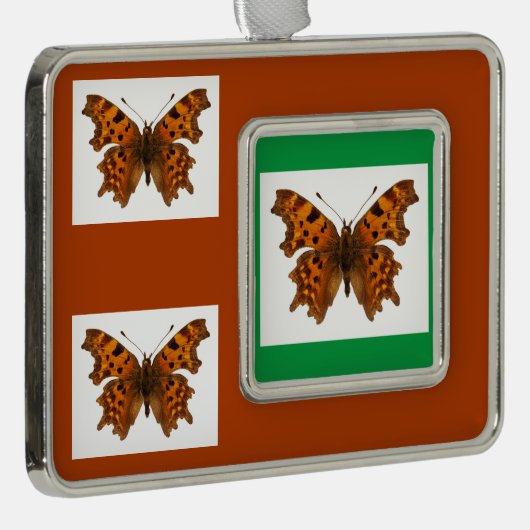 Isolatie Briefkaart kerst met Comma-vlinder Poster Verzilverd Omlijst Ornament (Rechts)