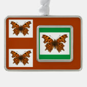 Isolatie Briefkaart kerst met Comma-vlinder Poster Verzilverd Omlijst Ornament (Voorkant)