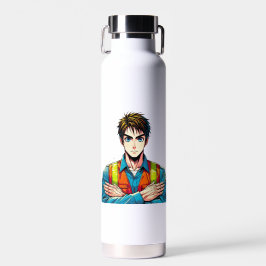 Isolierte Flasche mit Manga-Sicherheitsfachmann Waterfles