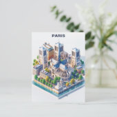 Isometric Paris Travel Briefkaart (Staand voorkant)