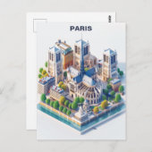 Isometric Paris Travel Briefkaart (Voorkant / Achterkant)