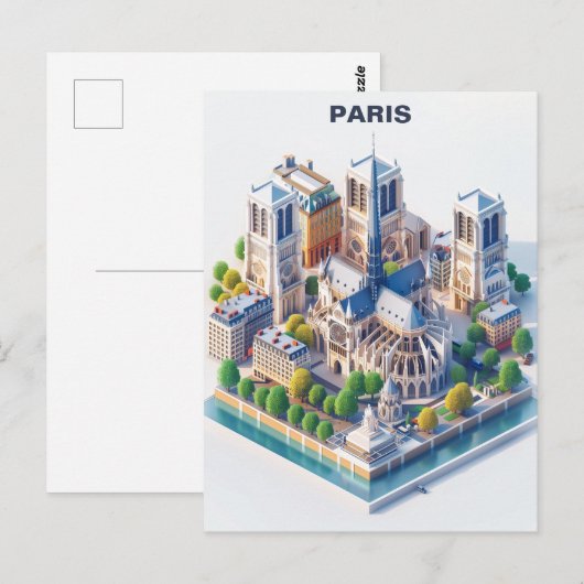 Isometric Paris Travel Briefkaart (Voorkant / Achterkant)