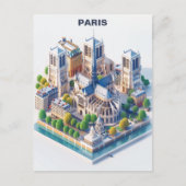Isometric Paris Travel Briefkaart (Voorkant)