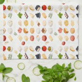 Isometric seamless pattern of various cheeses theedoek (Gevouwen)