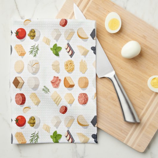 Isometric seamless pattern of various cheeses theedoek (Quarter Fold)