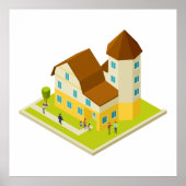 Isometrisch appartementsgebouw poster (Voorkant)