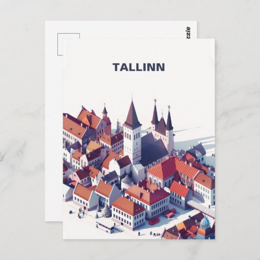 Isometrisch Briefkaart van Tallinn (Voorkant / Achterkant)