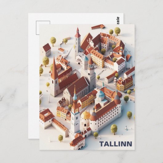 Isometrisch Briefkaart van Tallinn (Voorkant / Achterkant)