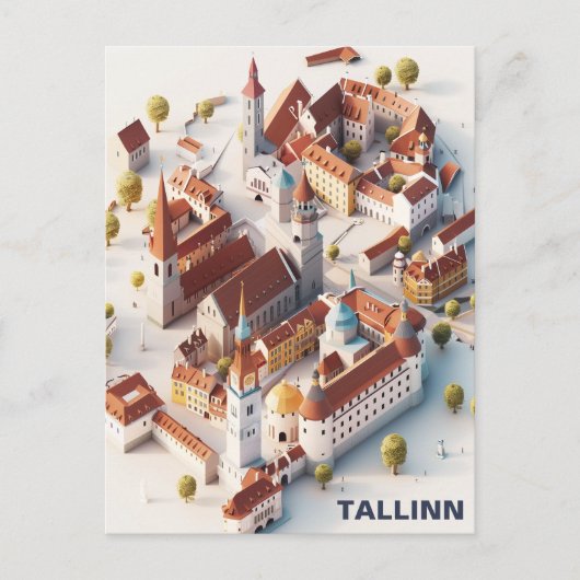 Isometrisch Briefkaart van Tallinn (Voorkant)
