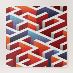 Isometrisch doolhof: abstract naadloos patroon legpuzzel