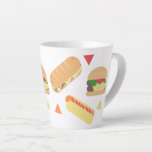Isometrisch Fast Food Mix Restaurant Hamburger Hot Latte Mok