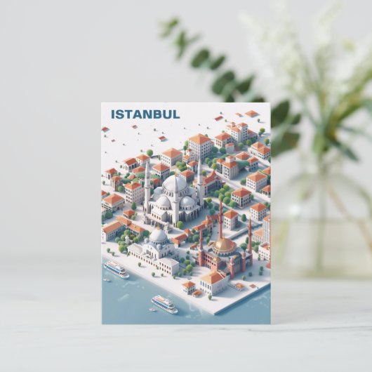 Isometrisch Istanbul Travel Briefkaart (Staand voorkant)