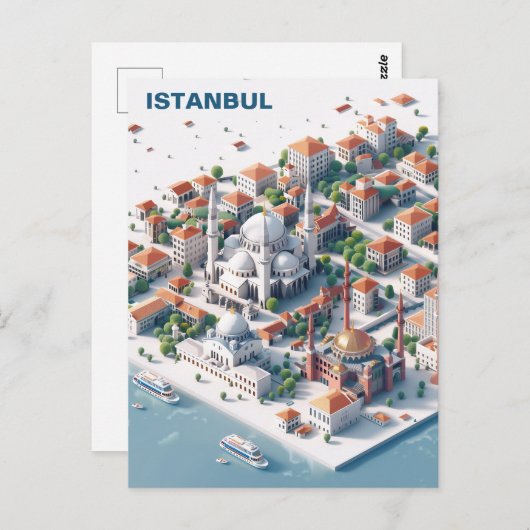 Isometrisch Istanbul Travel Briefkaart (Voorkant / Achterkant)