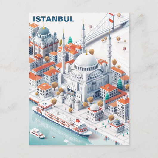 Isometrisch Istanbul Travel Briefkaart (Voorkant)