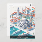 Isometrisch Istanbul Travel Briefkaart (Voorkant / Achterkant)