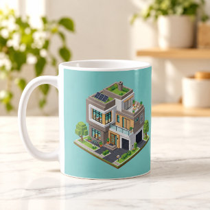 Isometrisch modern huis Cute Architectuur Mok