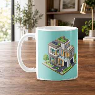 Isometrisch modern huis Cute Architectuur Mok