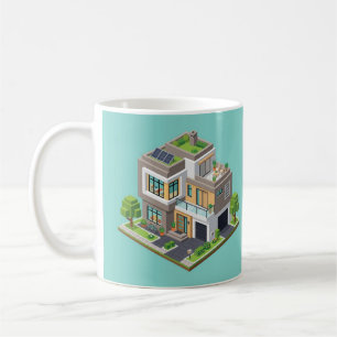 Isometrisch modern huis Cute Architectuur Mok