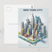 Isometrisch New York City Travel Briefkaart (Voorkant / Achterkant)