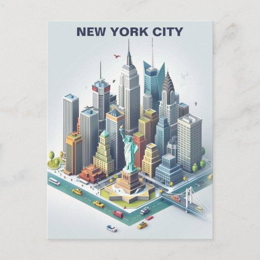 Isometrisch New York City Travel Briefkaart (Voorkant)