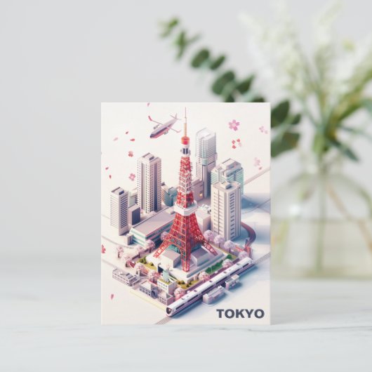 Isometrisch Tokyo Travel Briefkaart (Staand voorkant)