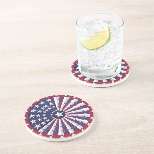 Isometrisch USA Flag Pattern Sierkussen Zandsteen Onderzetter (Zijkant)